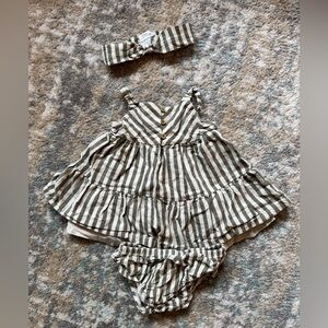 3 Piece Outfit - Dress, Bloomer and Headband Size 6 Months